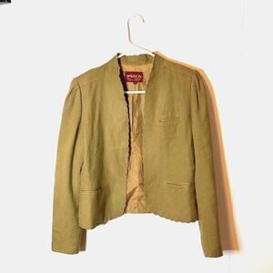 Vintage Sasson French style scalloped Taupe blazer size 6/7